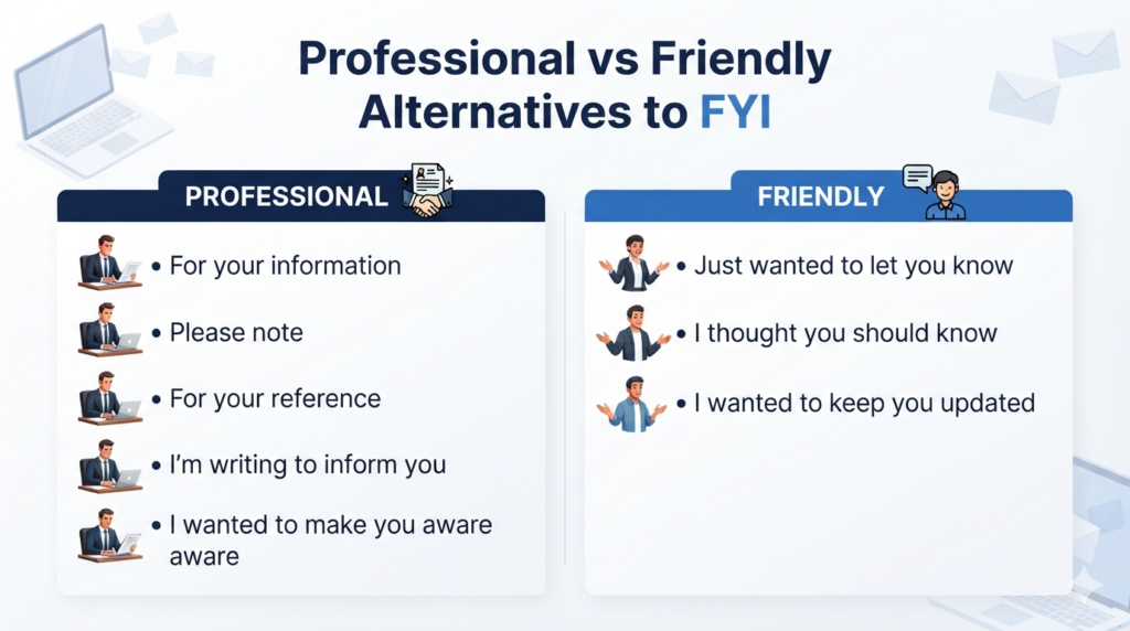Professional and friendly alternatives to FYI in email