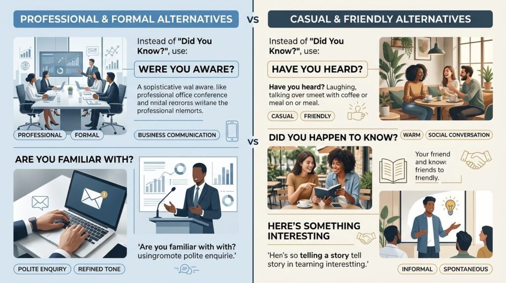 Professional and casual alternatives to did you know compared by tone