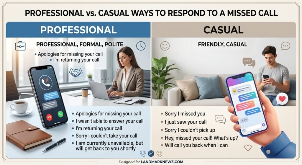 Professional and casual ways to respond after missing a phone call