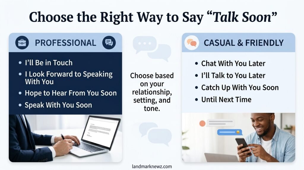 professional and casual alternatives to talk soon with examples