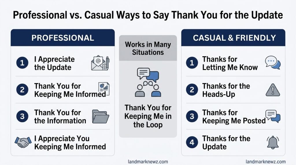 Professional and casual ways to say thank you for the update