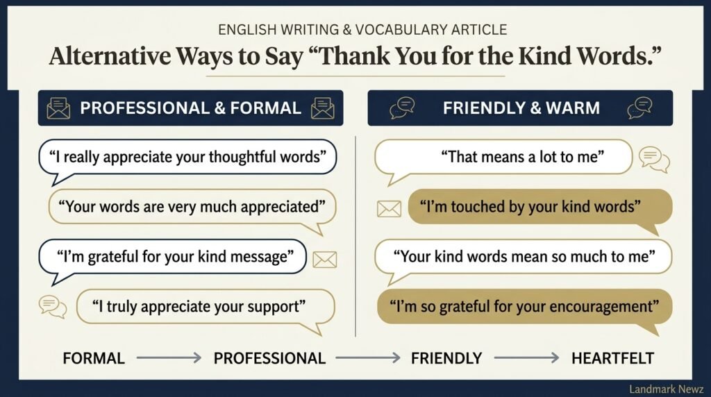 Professional and casual alternatives to thank you for the kind words