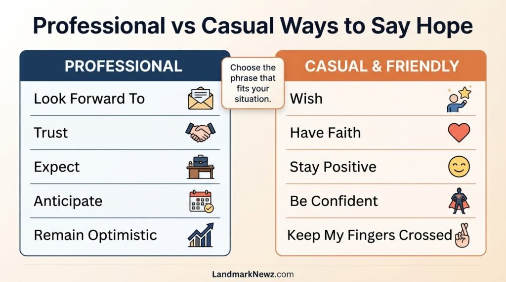 Professional and casual alternatives to hope for emails and everyday communication