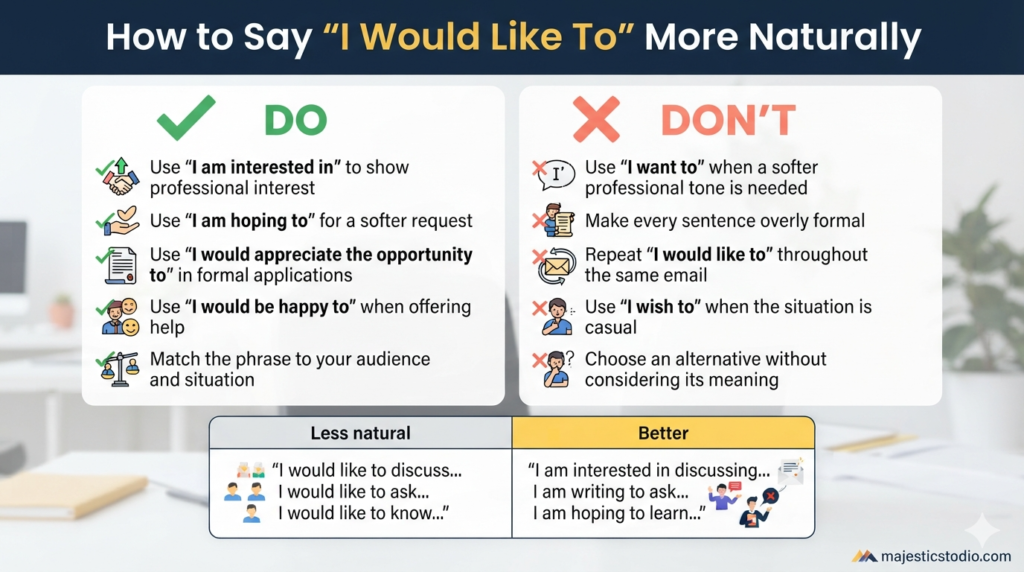 Professional ways to say I would like to with email do’s and don’ts