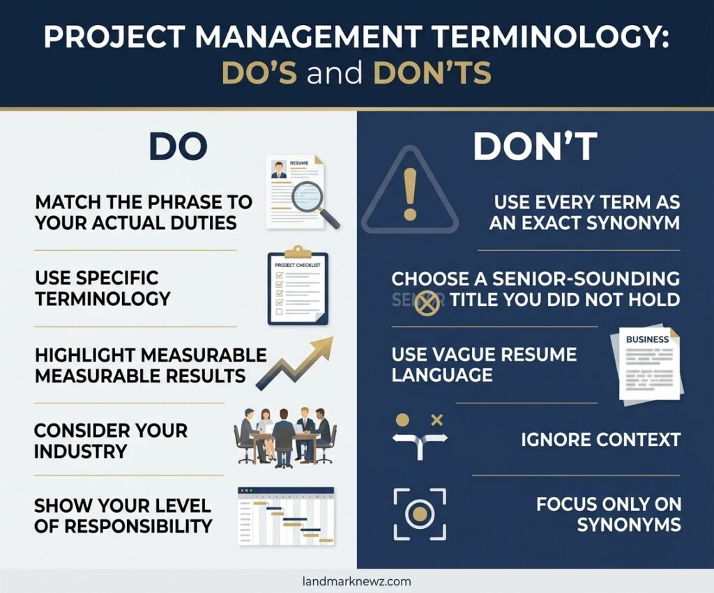 Project management terminology do’s and don’ts for professional writing and resumes