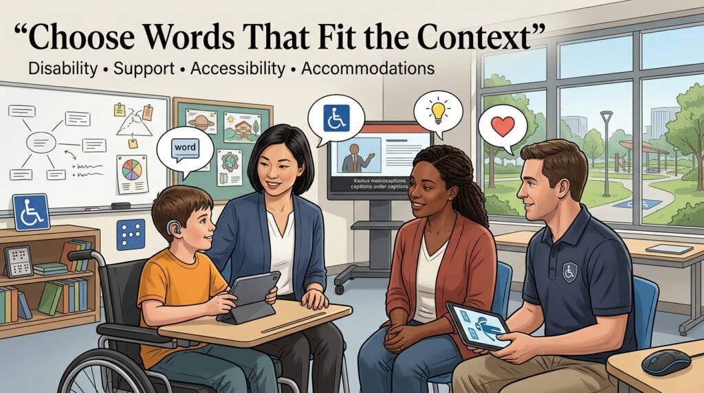 Respectful communication about disability, accessibility, support needs, and accommodations