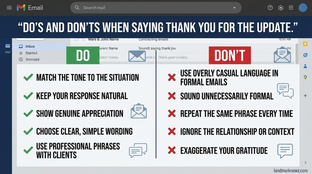 Do’s and don’ts for saying thank you for the update