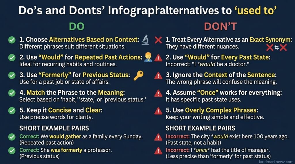 Do’s and don’ts for using alternatives to used to in English