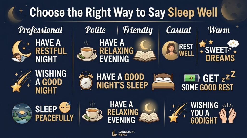 Comparison of ways to say sleep well by tone and situation