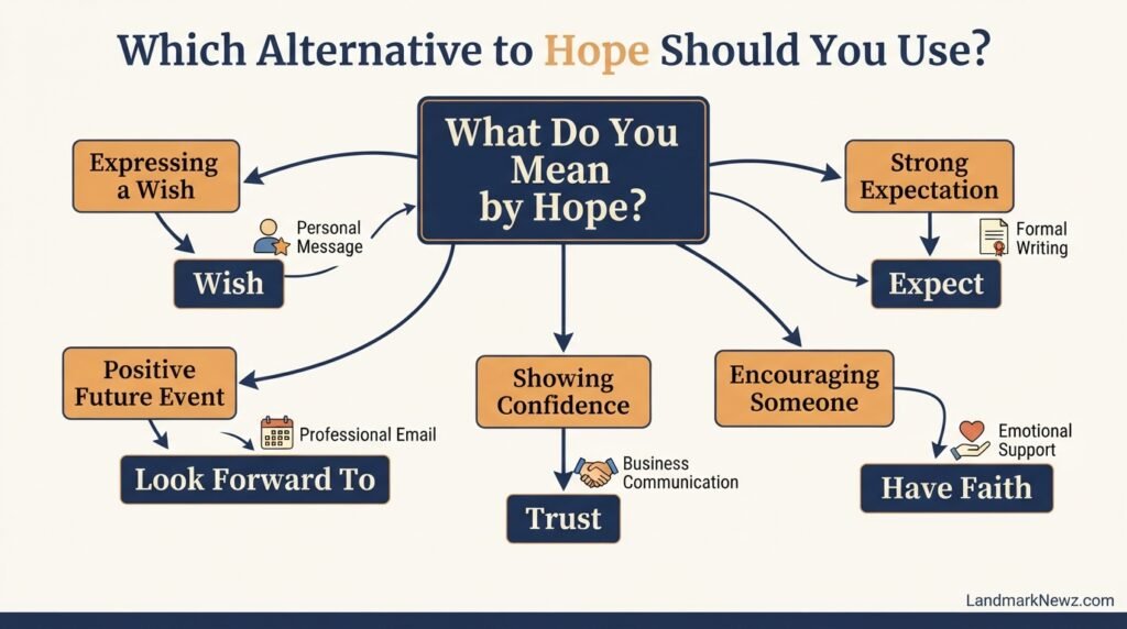 Decision guide for choosing the right alternative to hope based on tone and context