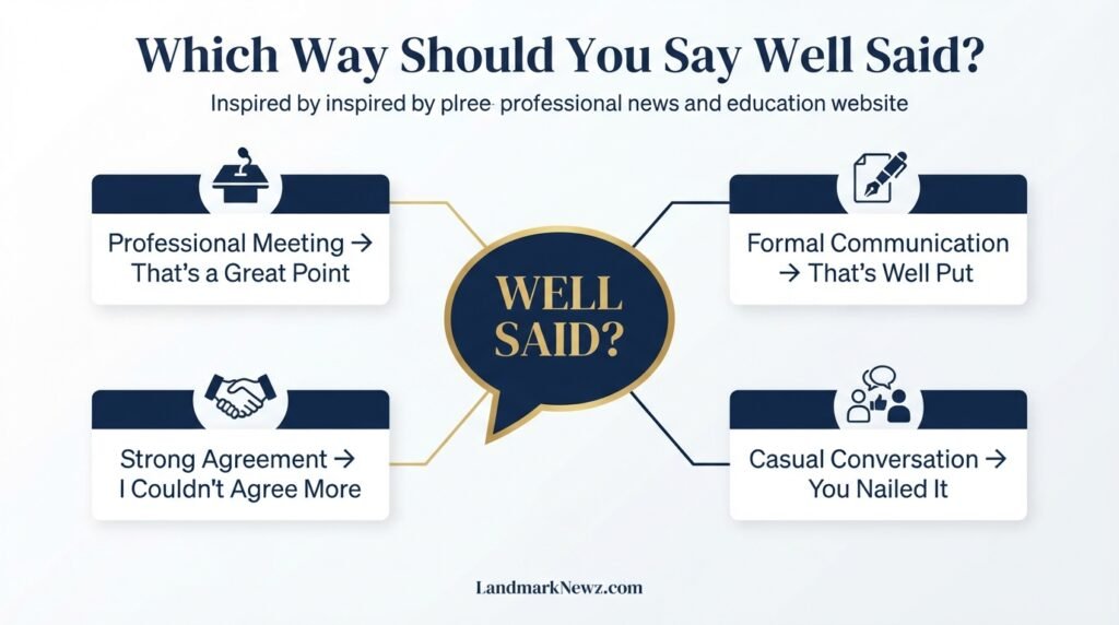 Guide showing which well said alternative to use in professional and casual situations