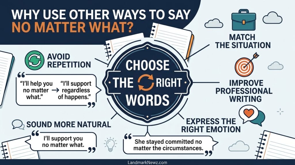 Benefits of using alternatives to no matter what in writing