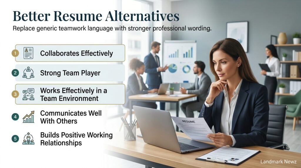 Professional resume alternatives for saying works well with others