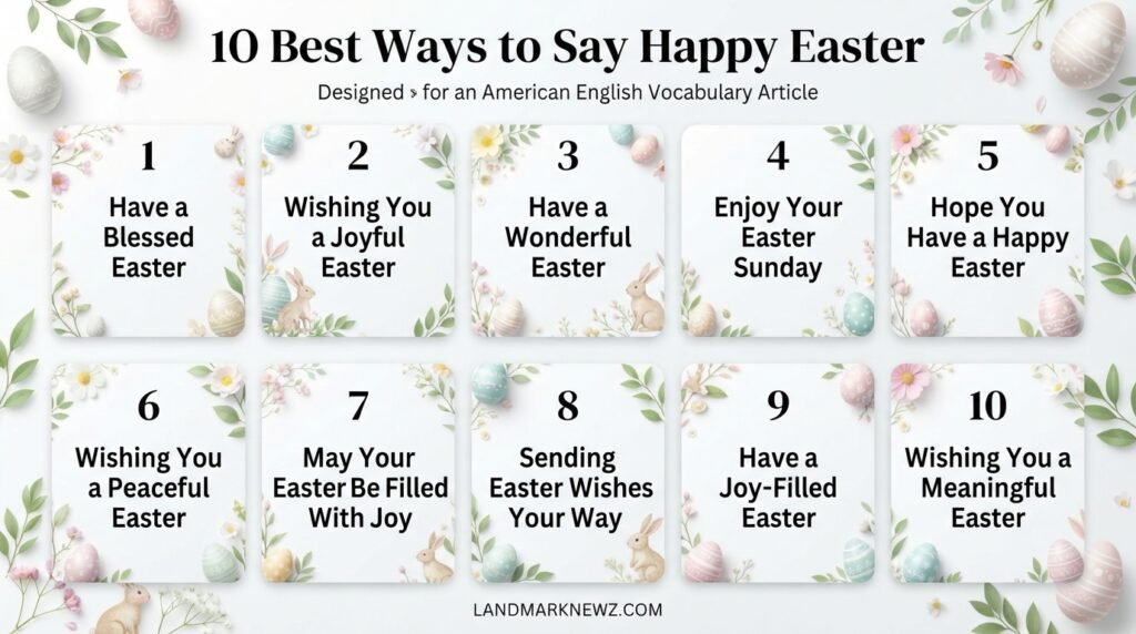10 alternatives to Happy Easter including joyful, blessed, peaceful, and friendly greetings