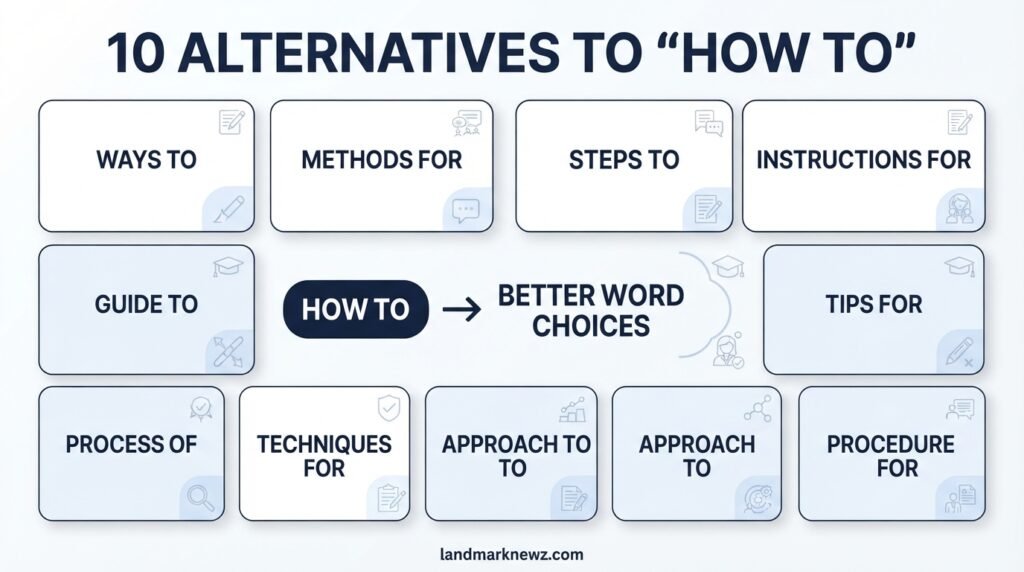 10 alternatives to how to including ways to, steps to, guide to, and methods for