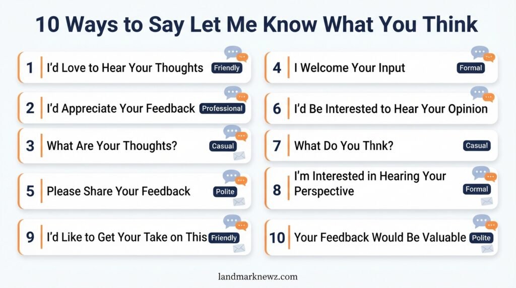 10 alternatives to let me know what you think for professional and friendly communication
