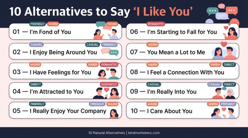 10 alternatives to say I like you in English