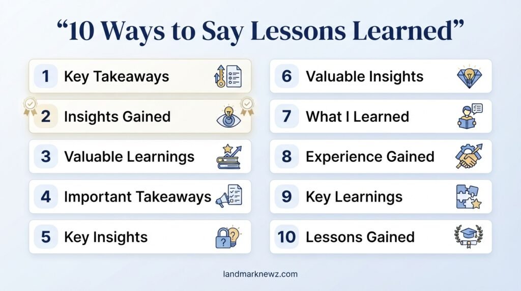 10 professional alternatives to say lessons learned