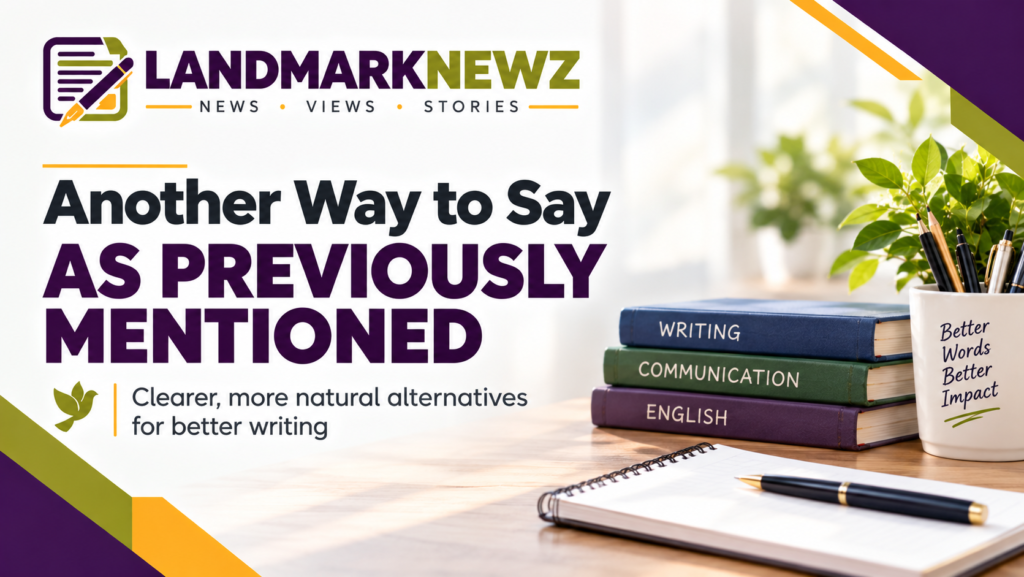 Another way to say as previously mentioned with professional English alternatives