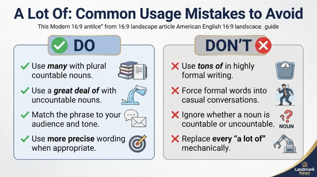 Dos and don'ts for using a lot of and its alternatives