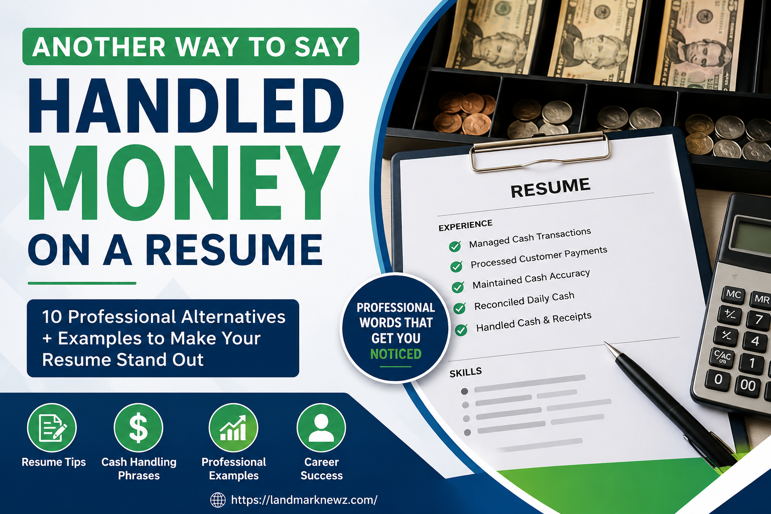 another way to say handled money on a resume