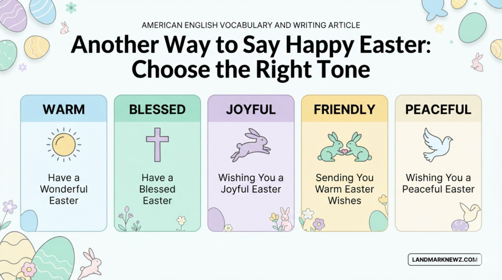 Infographic showing different ways to say Happy Easter by tone