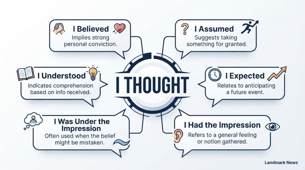 Another way to say I thought with common English alternatives