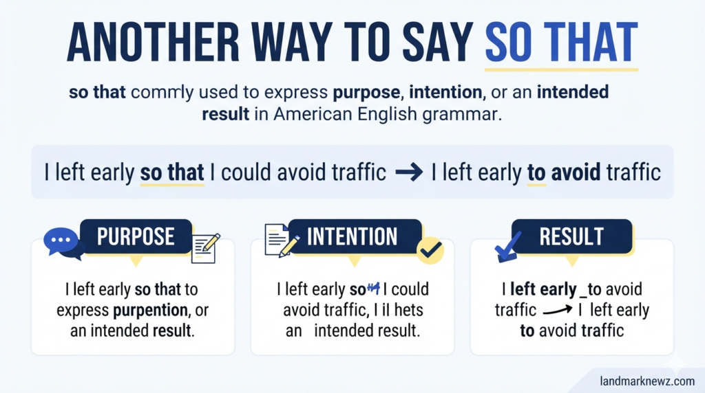 Another way to say so that with meaning, purpose, and grammar examples