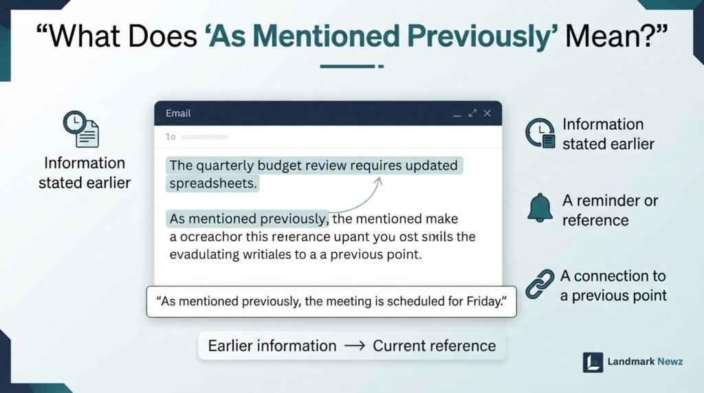 Meaning of as mentioned previously with examples of referring to earlier information