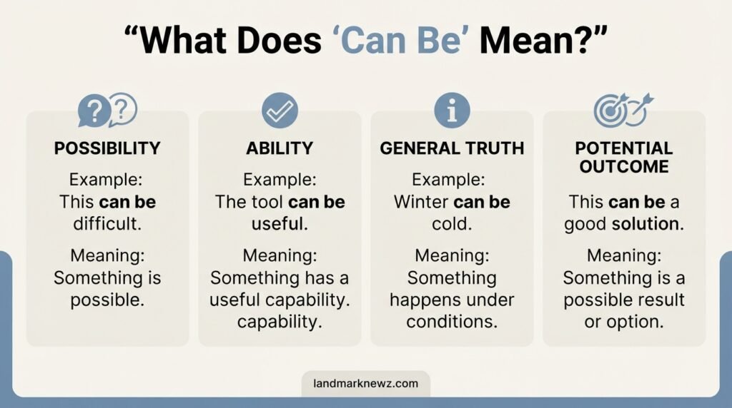 Meaning and uses of can be for English writing