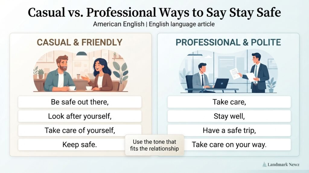Casual and professional ways to say stay safe in everyday and workplace communication