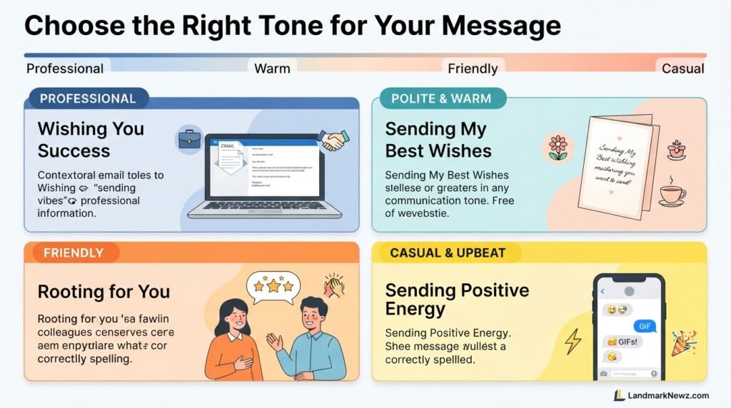 Comparison of professional friendly warm and casual alternatives to sending good vibes