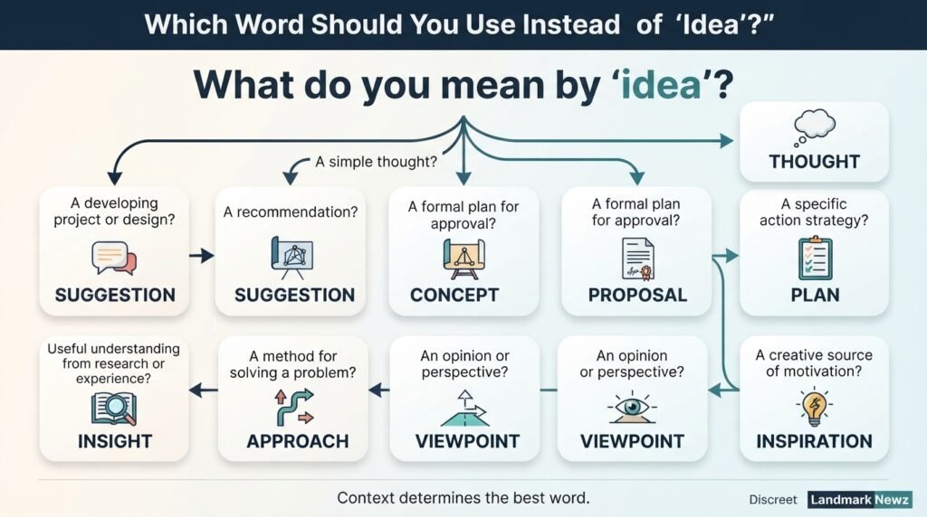 Decision guide for choosing the right synonym for idea based on context and tone