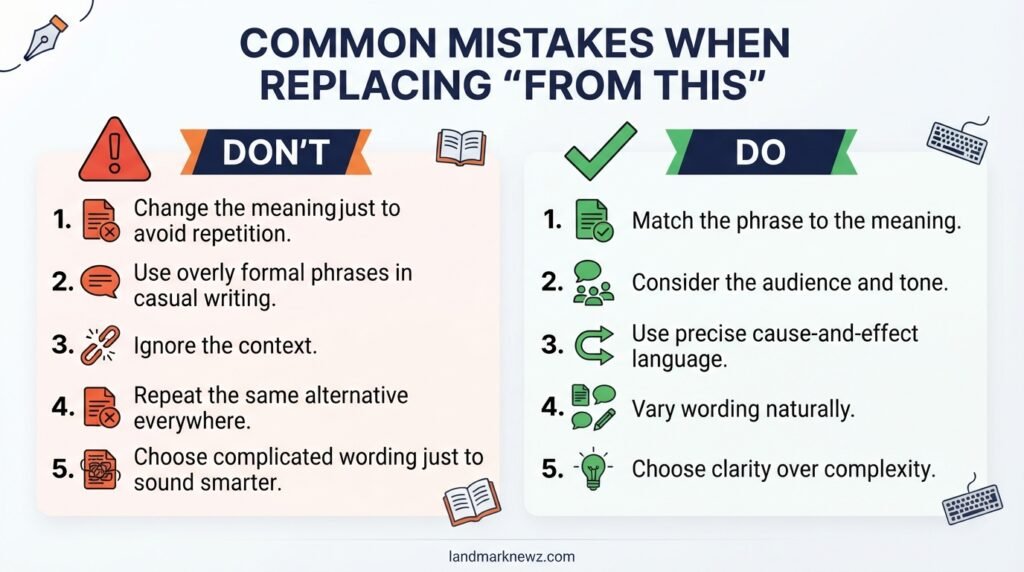 Dos and don’ts for using alternatives to from this correctly