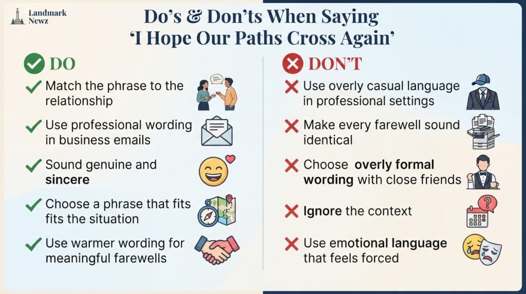 Dos and don’ts for using I hope our paths cross again alternatives