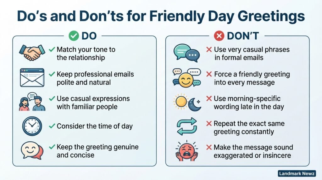 Dos and don’ts for using friendly day greetings in English