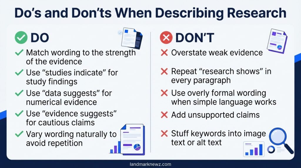 Do’s and don’ts for describing research evidence accurately in writing