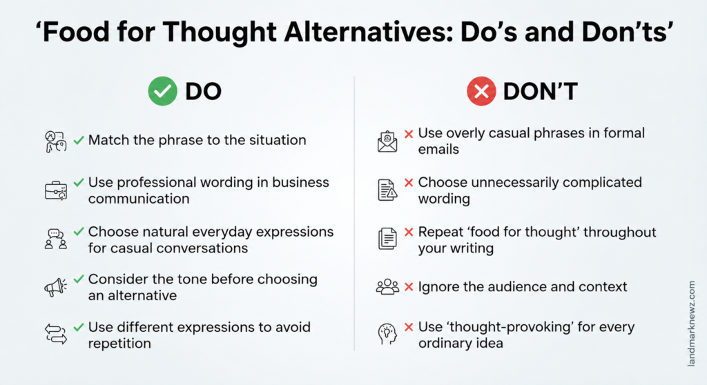 food for thought alternatives dos and donts