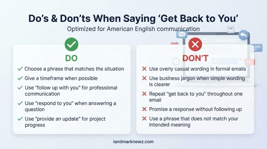 Dos and don’ts for using alternatives to get back to you in professional communication