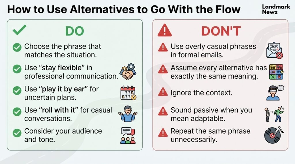 Dos and don’ts for using alternatives to go with the flow in different situations