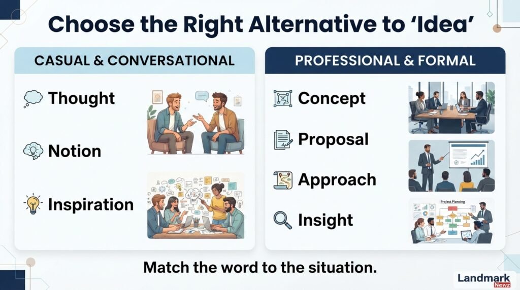Comparison of formal and casual alternatives to the word idea