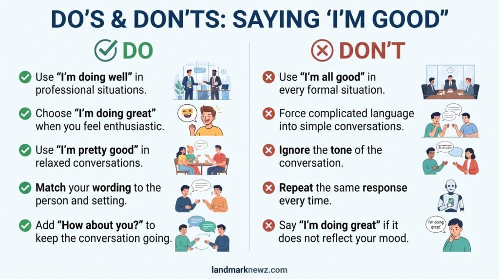 Do’s and don’ts for using alternatives to I’m good