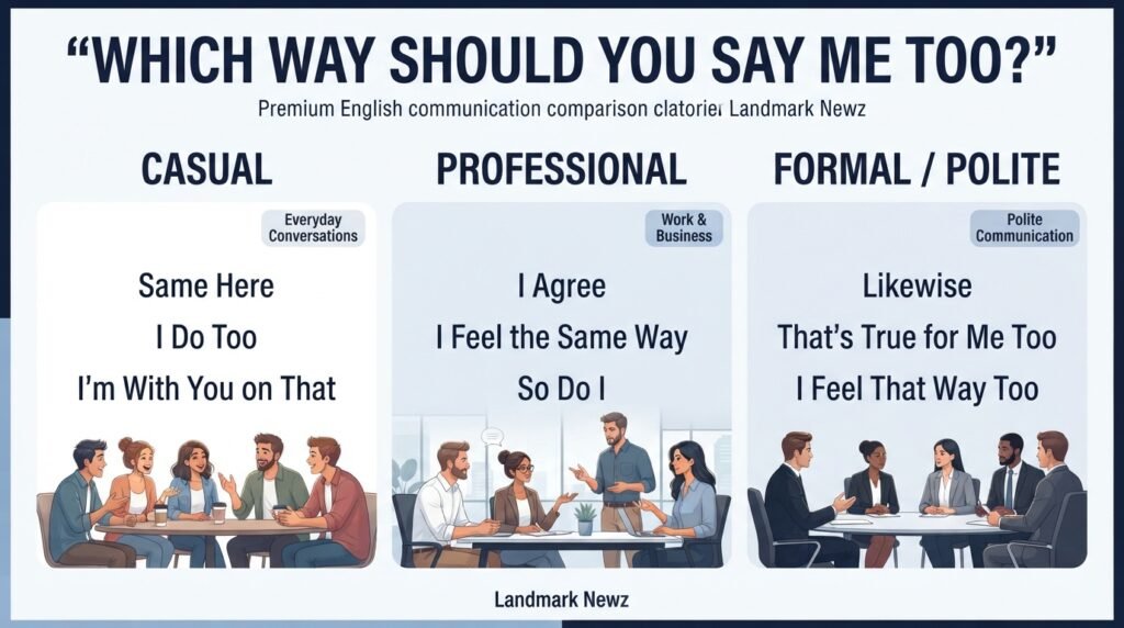 Casual professional and formal alternatives to me too
