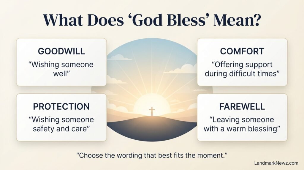 Meaning and common uses of God bless for goodwill, comfort, protection, and farewells