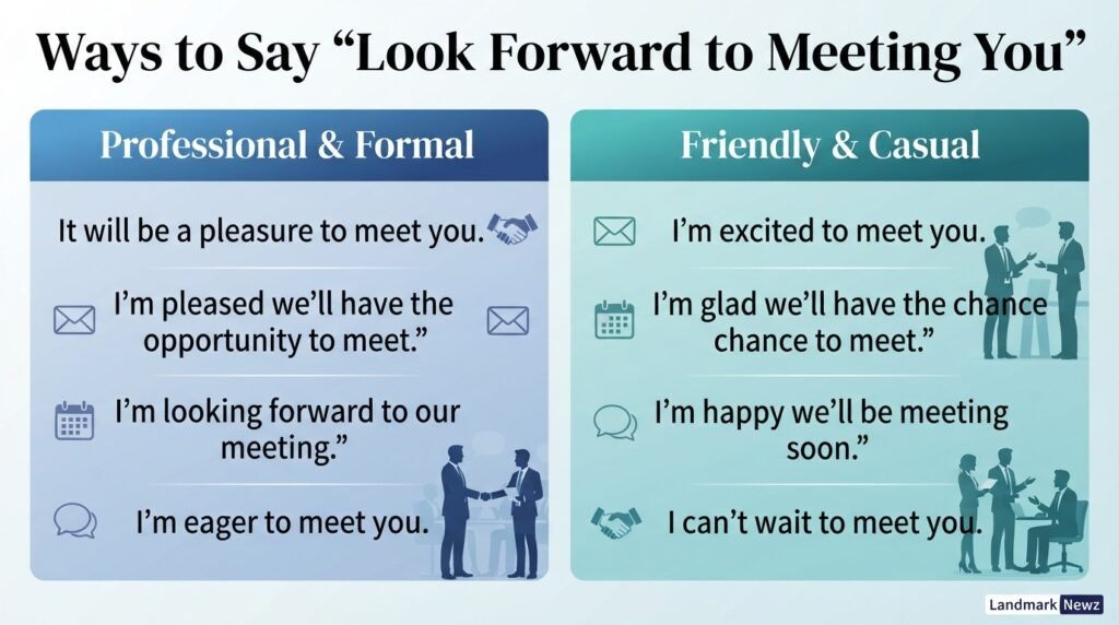 Professional and casual ways to say look forward to meeting you