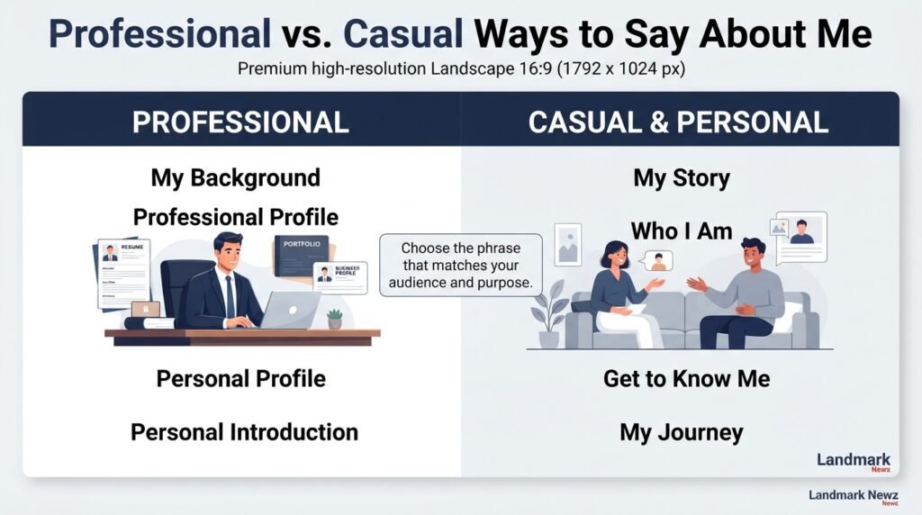 Professional vs casual alternatives to about me for resumes, websites, and personal profiles