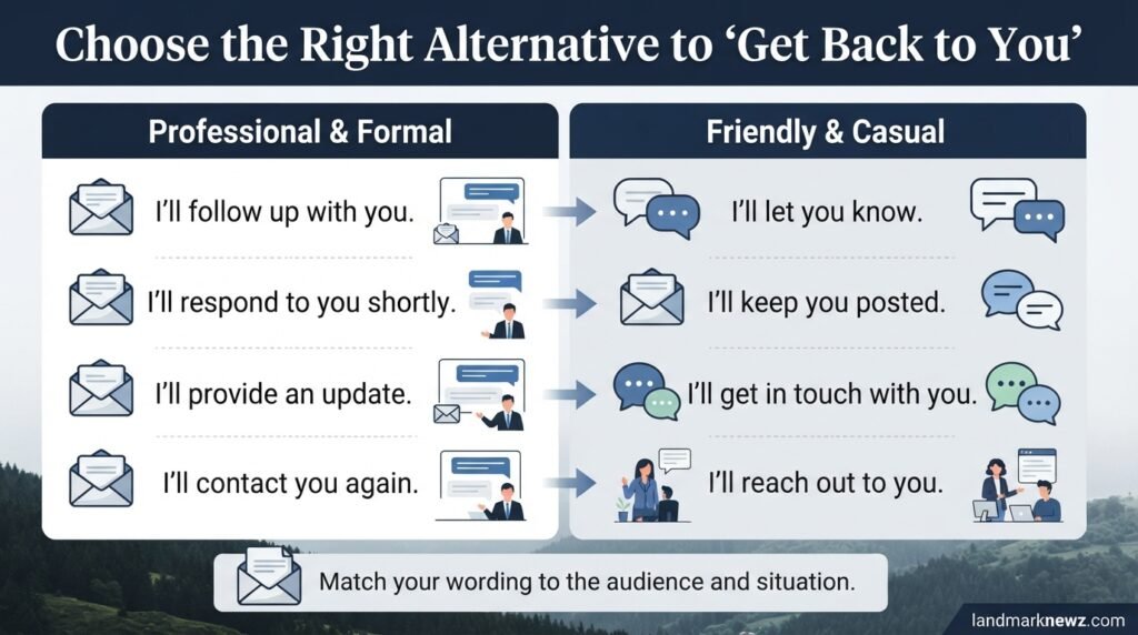 Professional and casual alternatives to get back to you for different communication situations