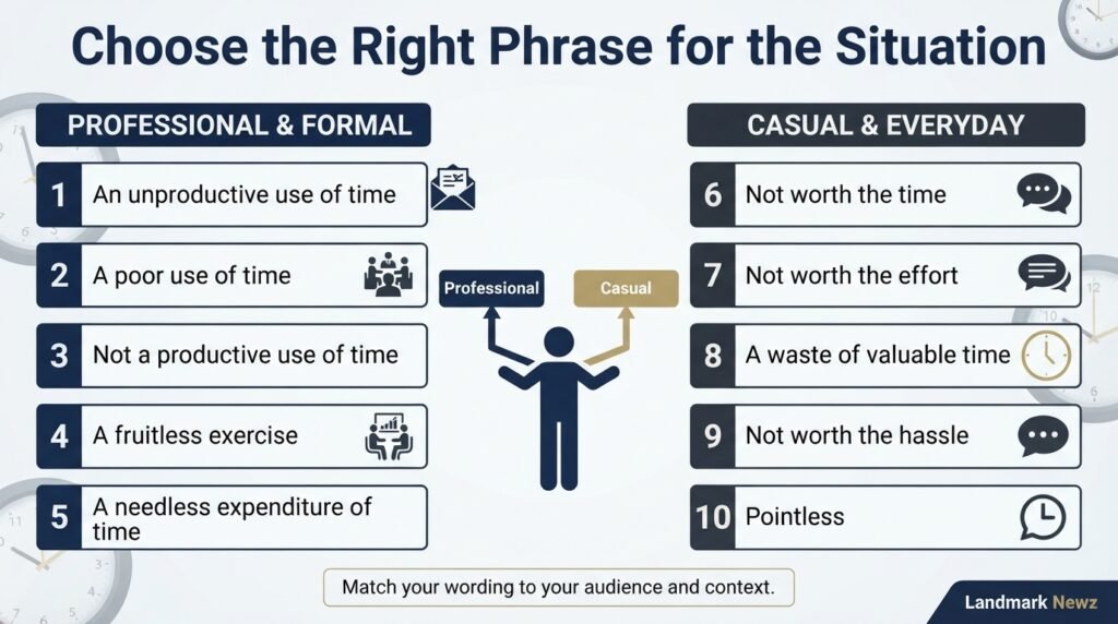 Professional and casual alternatives for saying waste of time