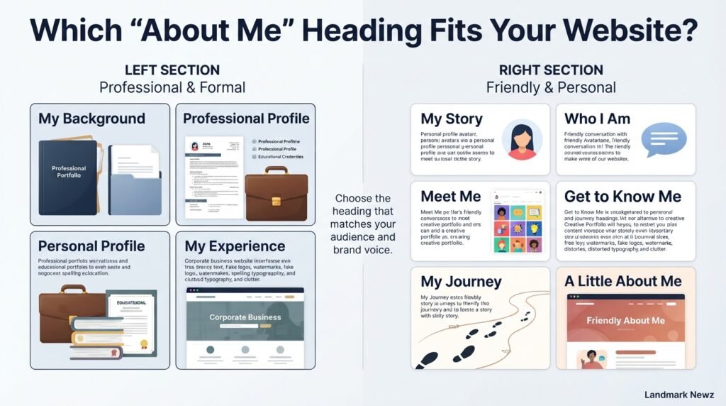 Professional and friendly alternatives to About Me website headings