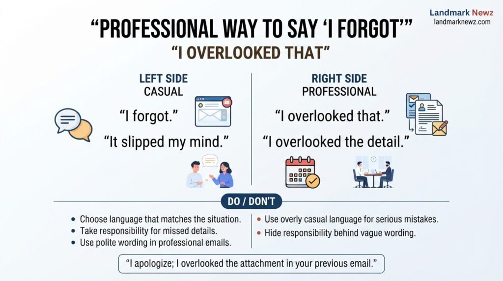 Professional way to say I forgot using I overlooked that